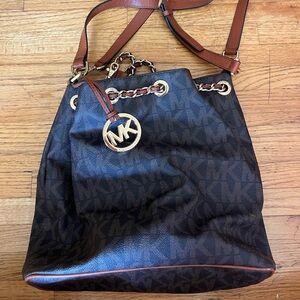 Michael Kors Dark Brown Monogram Shoulder Bag